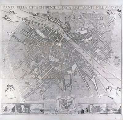 フィレンツェの地図、1783年 作： Magnelli